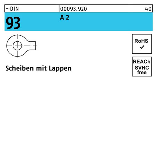 DIN 93, Scheiben mit Lappen, Edelstahl A 2, 5,3 - 50 Stück