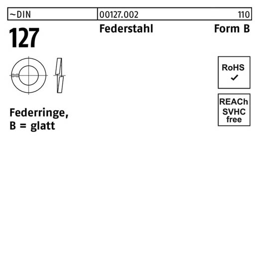 ~DIN 127 Federstahl Form B Federringe, glatt | B 2 | 1000 Stück