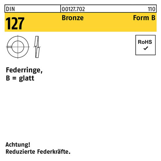 DIN 127 Bronze Form B Federringe, glatt | B 4 | 1000 Stück