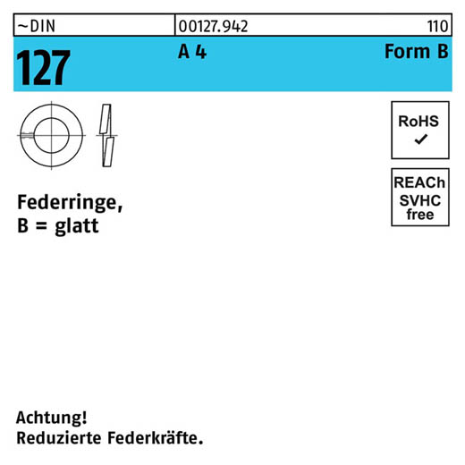 ~DIN 127 A 4 Form B Federringe, glatt | B 6 | 1000 Stück