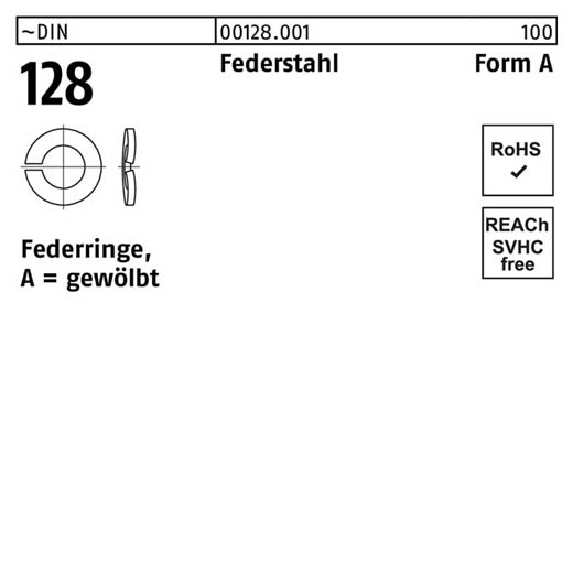 ~DIN 128 Federstahl Form A Federringe, gewölbt | A 4 | 1000 Stück