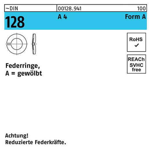 ~DIN 128 A 4 Form A Federringe, gewölbt | A 2,5 | 1000 Stück