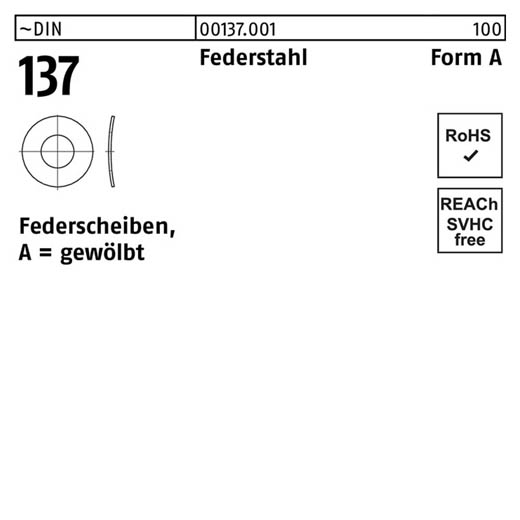 ~DIN 137 Federstahl Form A Federscheiben, gewölbt | A 2 | 1000 Stück