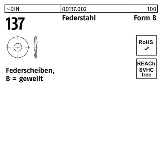 ~DIN 137 Federstahl Form B Federscheiben, gewellt | B 5 | 1000 Stück