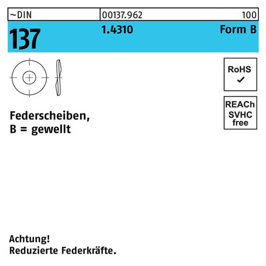 ~DIN 137 1.4310 Form B Federscheiben, gewellt | B 4 | 1000 Stück