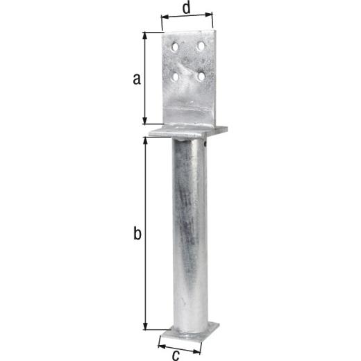 T-Pfostenträger zum Einbetonieren, | Stahl feuerverzinkt, 130 x 500 x 80 x 90 mm | 1 Stück