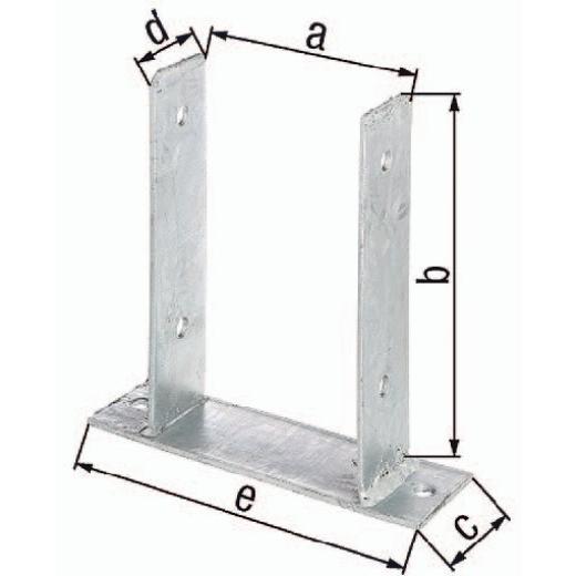 U-Pfostenträger zum Aufschrauben ETA-10/0210, | Stahl feuerverzinkt, 91 x 200 x 60 x 50 x 200 mm | 1 Stück