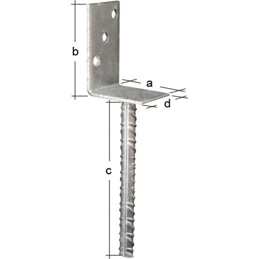 L-Pfostenträger ETA-10/0210, | Stahl feuerverzinkt, 80 x 100 x 200 x 60 mm | 1 Stück