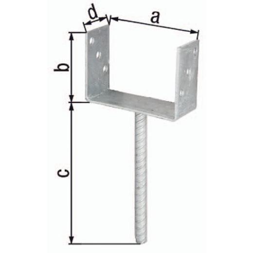 U-Pfostenträger mit Betonanker ETA-10/0210, | Stahl feuerverzinkt, 81 x 100 x 200 x 60 mm | 1 Stück