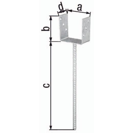 U-Pfostenträger mit Betonanker ETA-10/0210, | Stahl feuerverzinkt, 101 x 100 x 400 x 60 mm | 1 Stück