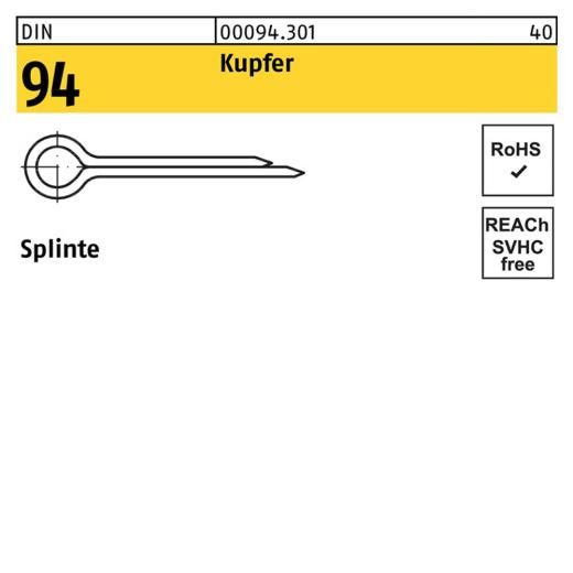 DIN 94 Kupfer Splinte | 2 x 40 | 100 Stück