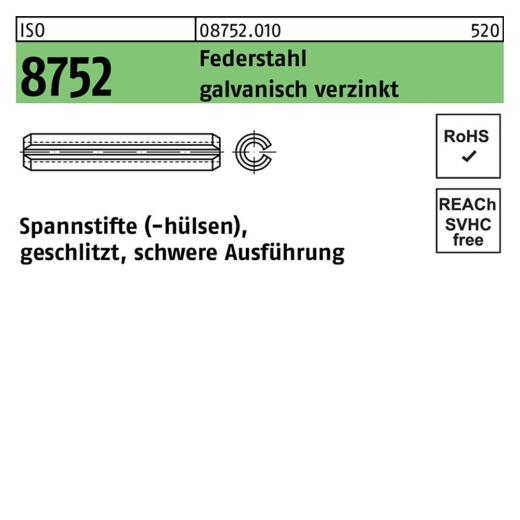 Spannstifte (-hülsen) ISO 8752 | Stahl galvanisch verzinkt - 4 x 20 mm | - 200 Stück