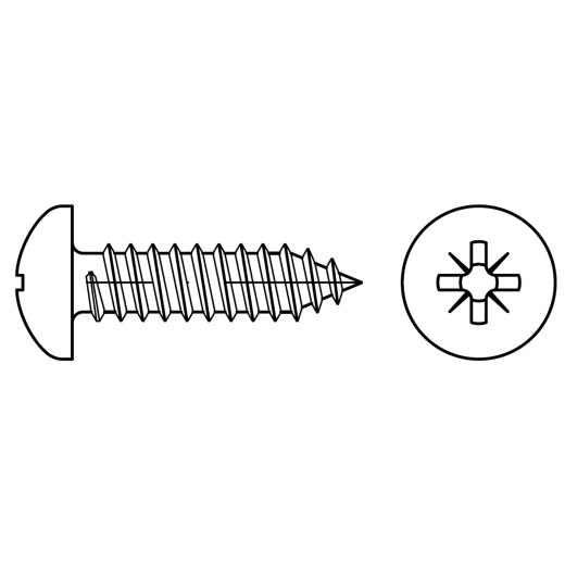 ISO 7049 Linsenkopf-Blechschrauben mit Spitze, Pozidriv-Kreuzschlitz Z | 2,2x 16 -C-Z | 2000 Stück