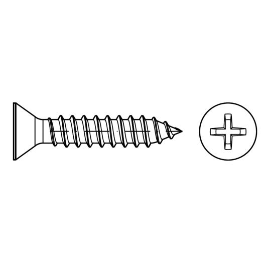 ISO 7050 Senk-Blechschrauben mit Spitze, Phillips-Kreuzschlitz H | 2,9 x 6,5-C-H | 1000 Stück