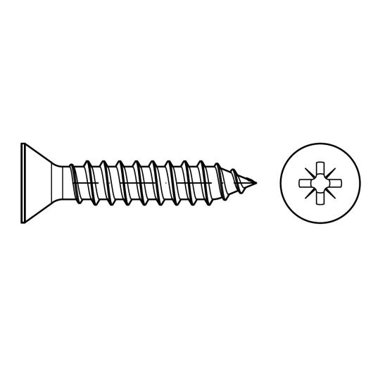 ISO 7050 Senk-Blechschrauben mit Spitze, Pozidriv-Kreuzschlitz Z | 2,2x 16 -C-Z | 2000 Stück