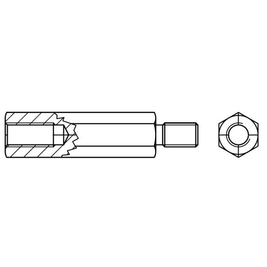 Abstands-/Distanz-Bolzen | M 4 x 45 / 9 x 8 SW 7 | 100 Stück