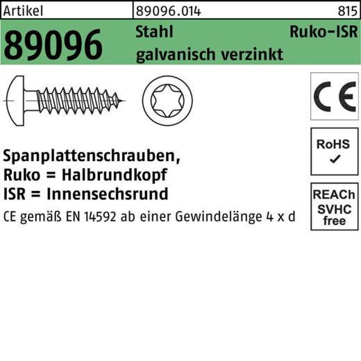 Spanplattenschrauben CE 3 x 12, T10, Halbrundkopf, Stahl galvanisch verzinkt - 1000 Stück