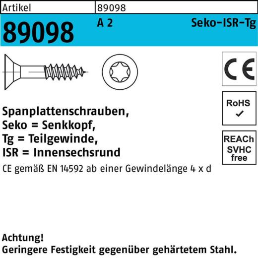 Spanplattenschrauben CE 5 x 45, T25, Senkkopf, Edelstahl A2 - 200 Stück