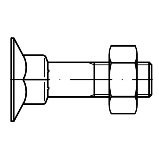 DIN 605 mit Mutter | M 8 x 45 mm | 200 Stück