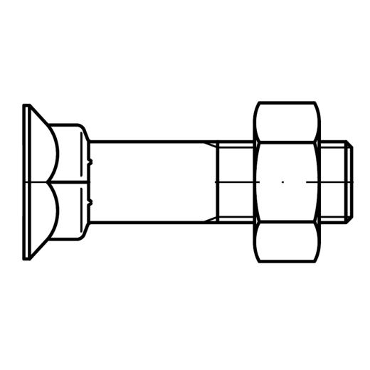 DIN 608 mit Mutter | Stahl 8.8 | M 8 x 35 mm | 200 Stück