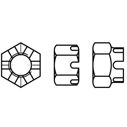 Kronenmuttern DIN 935 -1 6 | M 8 x 1 mm | 100 Stück