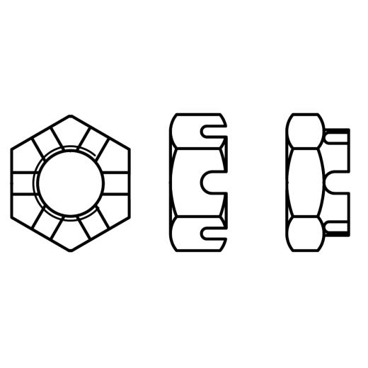 Kronenmuttern DIN 937 17 H | M 10 x 1 mm | 100 Stück