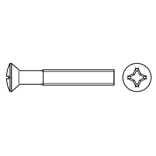 Linsensenkschrauben DIN 966 | M 2,5 x 5 mm H | Edelstahl A2 | 1000 Stück