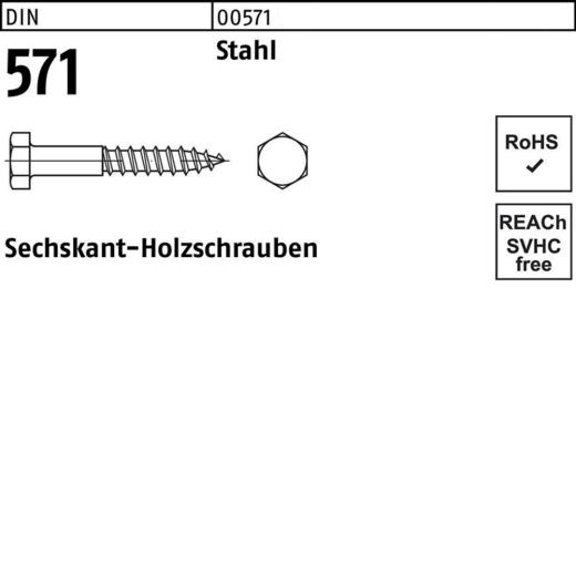 DIN 571 Holzschrauben 6 x 40, Sechskantkopf, Stahl - 200 Stück