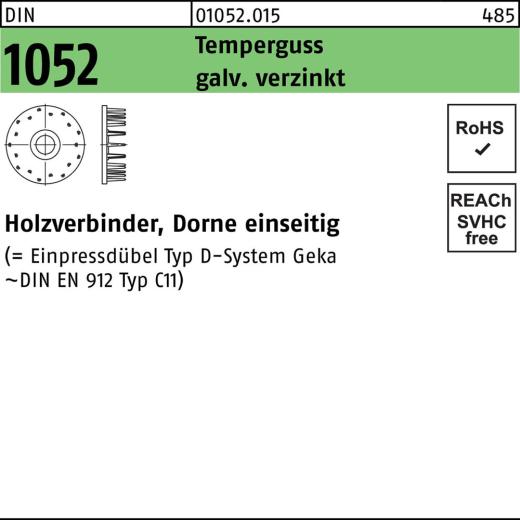 Holzverbinder DIN 1052, einseitig, | Temperguss galv. verzinkt, 65 x 17 x M16 | 50 Stück