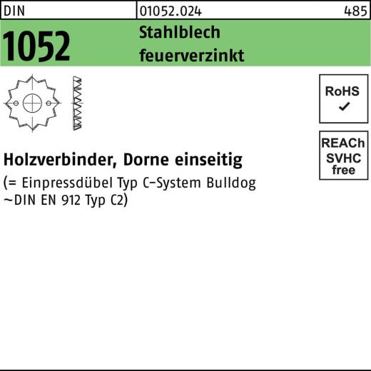 Holzverbinder DIN 1052, einseitig, | Stahlblech feuerverzinkt, 75 x M16 | 100 Stück