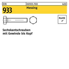 Sechskantschrauben DIN 933 (ISO 4017) | Messing | M 20 x 100 | 10 Stück