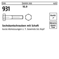 DIN 931, Sechskantschrauben mit Schaft M 22 x 100, Stahl 10.9 - 10 Stück