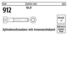 Zylinderschrauben DIN 912 (ISO 4762) | Stahl 10.9 unveredelt - M 8 x 60 | - 200 Stück