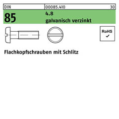 DIN 85, Flachkopfschrauben mit Schlitz M 5 x 10, Stahl 4.8 galvanisch verzinkt - 2000 Stück