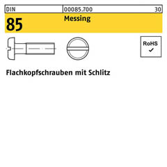 DIN 85, Flachkopfschrauben mit Schlitz M 3 x 4, Messing - 200 Stück