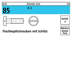 DIN 85, Flachkopfschrauben mit Schlitz M 3 x 10, Edelstahl A 2 - 1000 Stück