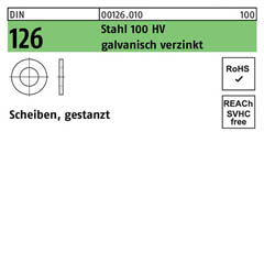 DIN 126, Scheiben, gestanzt, Stahl 100 HV galvanisch verzinkt, 11 x 20 x 2 - 1000 Stück