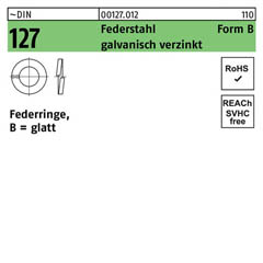 ~DIN 127 Federstahl Form B galvanisch verzinkt Federringe, glatt | B 2 | 1000 Stück