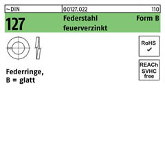 ~DIN 127 Federstahl Form B feuerverzinkt Federringe, glatt | B 6 | 1000 Stück