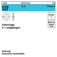 ~DIN 127 A 4 Form A Federringe, aufgebogen | A 3 | 1000 Stück