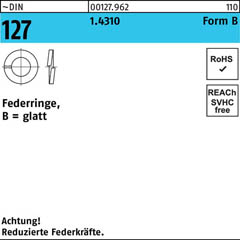 ~DIN 127 1.4310 Form B Federringe, glatt | B 2 | 1000 Stück