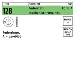 ~DIN 128 Federstahl Form A mechanisch verzinkt Federringe, gewölbt | A 2,5 | 1000 Stück