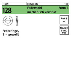 ~DIN 128 Federstahl Form B mechanisch verzinkt Federringe, gewellt | B 4 | 1000 Stück