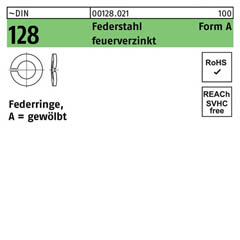 ~DIN 128 Federstahl Form A feuerverzinkt Federringe, gewölbt | A 10 | 1000 Stück