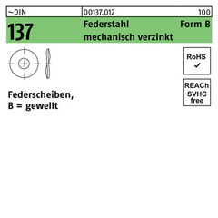 ~DIN 137 Federstahl Form B mechanisch verzinkt Federscheiben, gewellt | B 3 | 1000 Stück