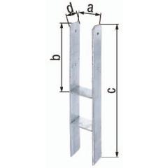 H-Pfostenträger ETA-10/0210, | Stahl feuerverzinkt, 116 x 300 x 600 x 60 mm | 1 Stück