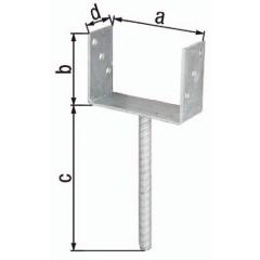 U-Pfostenträger mit Betonanker ETA-10/0210, | Stahl feuerverzinkt, 101 x 100 x 200 x 60 mm | 1 Stück