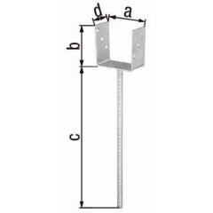 U-Pfostenträger mit Betonanker ETA-10/0210, | Stahl feuerverzinkt, 101 x 100 x 400 x 60 mm | 1 Stück