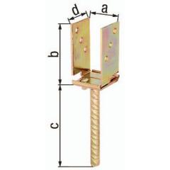 U-Pfostenträger  verstellbar mit Betonanker ETA-10/0210, | Stahl feuerverzinkt, 71-131 x 110 x 200 x 70 mm | 1 Stück