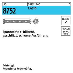 Spannstifte (-hülsen) ISO 8752 | Austenische Federstähle (z.B. 1.4310) - 10 x 100 mm | - 50 Stück